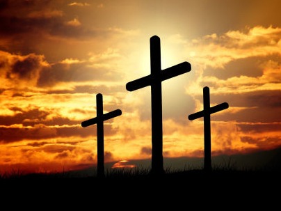 Crosses at sunset